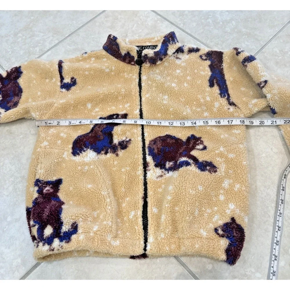 VTG RARE Kids Outback Trading Company Fleece‎ Jacket Bear Print Full Zip Size M